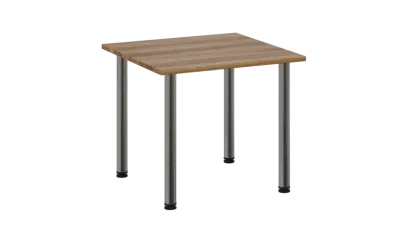 CRTR 80 jídelní stůl, kovová podnož chrom, deska 25 mm, 800x800 mm, ořech světlý